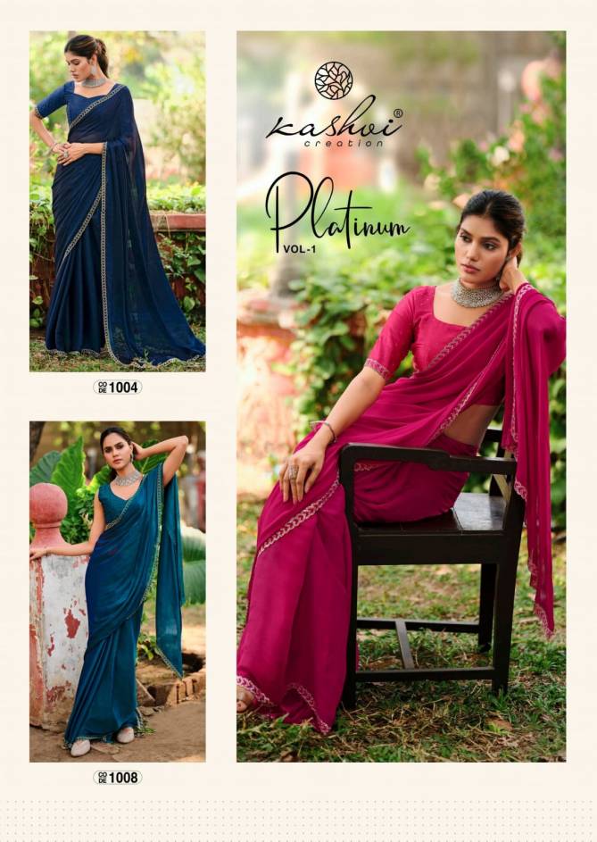 Platinum Vol 1 By Kashvi Swarovski Soft Silk Party Wear Sarees Wholesale Market In Surat